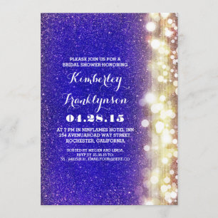 Invitation parties scintillant marine et or lumières nuptiale