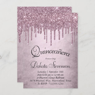 Invitation Parties scintillant Mauve de dérive   Dusty Pink Q