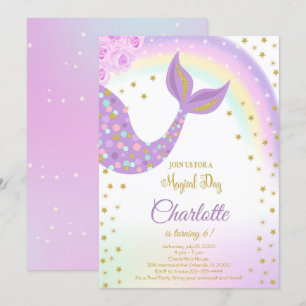 Invitation Parties scintillant Mermaid Queue Anniversaire Inv