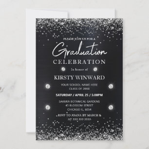 Invitation Parties scintillant métallique noire et argent Gra