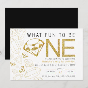 Invitation Parties scintillant minimaliste Gold Gem fête d'an