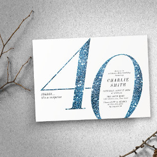 Invitation Parties scintillant minimaliste moderne faux bleu 
