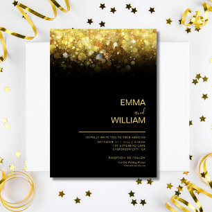 Invitation Parties scintillant minimaliste moderne or et Mari