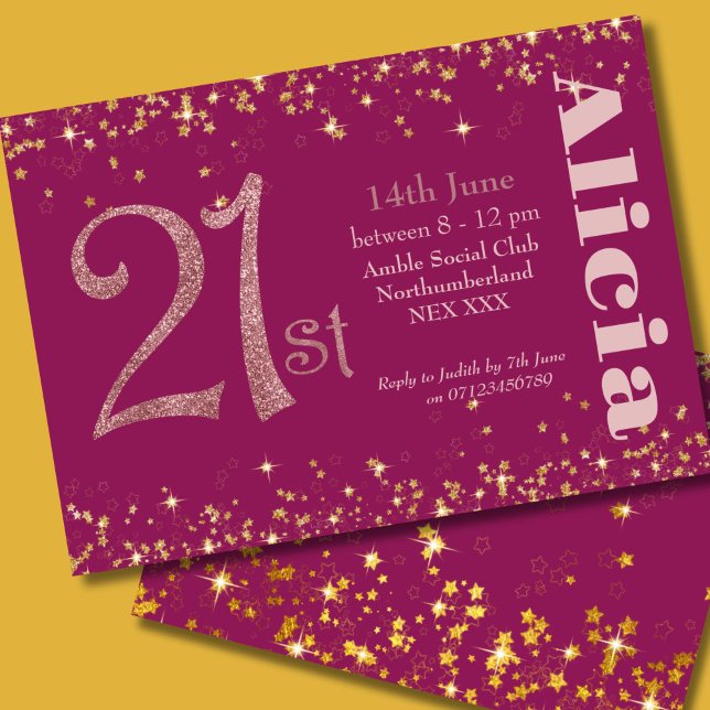 Invitation Parties scintillant moderne 21ème anniversaire fêt (Créateur téléchargé)