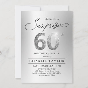 Invitation Parties scintillant moderne argent surprise adulte