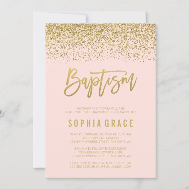 Invitation Parties scintillant moderne Blush Pink Gold Faux I (Devant)