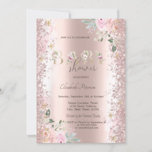 Invitation Parties scintillant moderne Confetti Rose Gold Ros