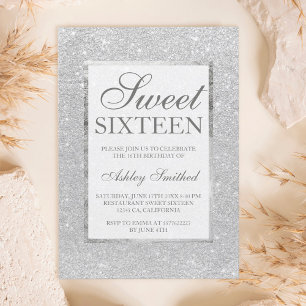 Invitation Parties scintillant moderne faux argent élégant ch