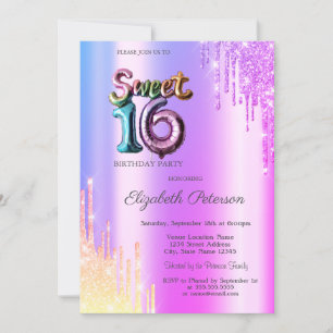 Invitation Parties scintillant moderne Ombre Violet Drips Bal