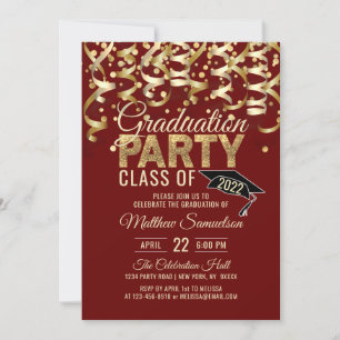 Invitation Parties scintillant moderne Red Gold