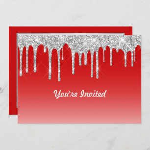 Invitation Parties scintillant moderne rouge argent Drivers A
