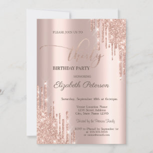 Invitation Parties scintillant modernes Rose Gold 30e fête d'