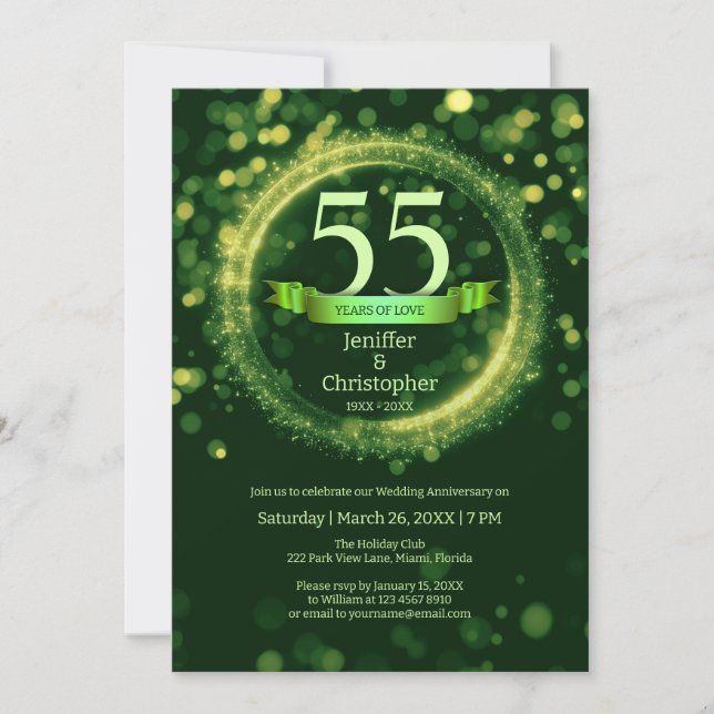 Invitation Parties scintillant Modifier Année Nom Mariage Ann (Devant)