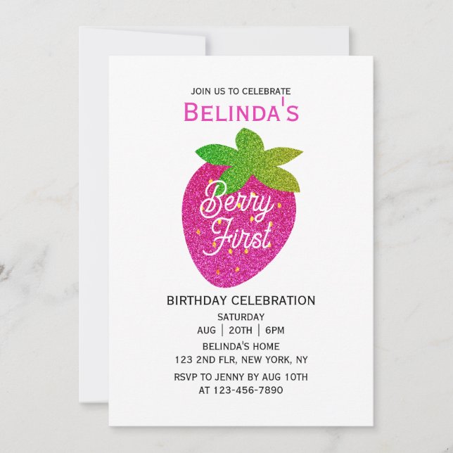 Invitation Parties scintillant mousseuse Y2K Pink Strawberry  (Devant)