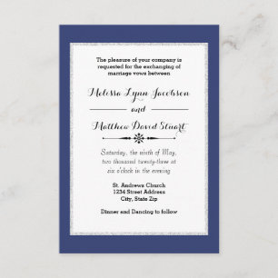 Invitation Parties scintillant Navy & Faux encadrée - 3 x 5 F