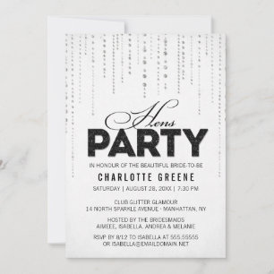 Invitation Parties scintillant noir et blanc Look Hens Party 