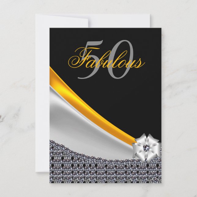 Invitation Parties scintillant Noir et Or Fabuleux 50e annive (Devant)