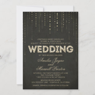 Invitation Parties scintillant noir et or Mariage