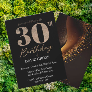 Invitation Parties scintillant Noir et Or Tourbillon 30e anni