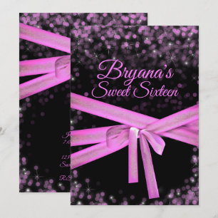 Invitation Parties scintillant noir et rose Bow Lumières doux