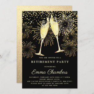 Invitation Parties scintillant Noir Gold de la partie de retr