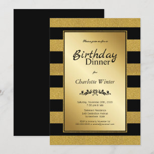 Invitation Parties scintillant Noir & Or Gratté Anniversaire