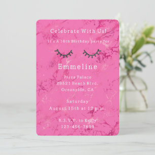 Invitation Parties scintillant noire éclatante cils rose Anni