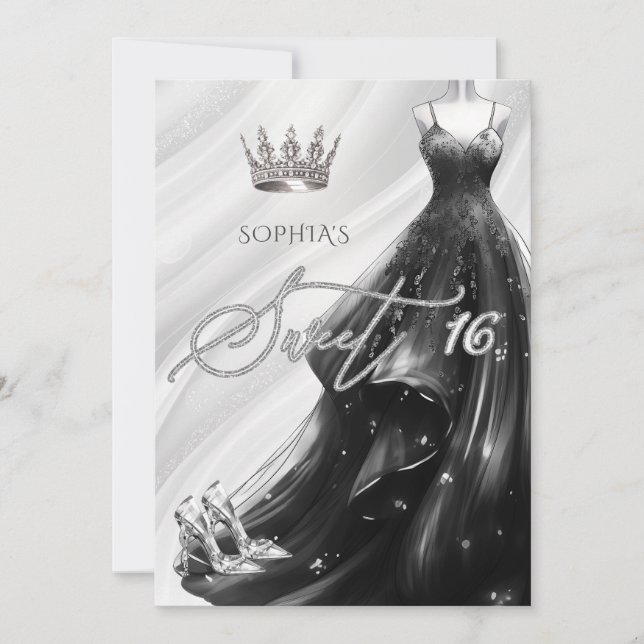 Invitation Parties scintillant noire en argent robe étincelan (Devant)