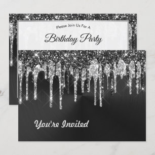 Invitation Parties scintillant noire en argent tendance Drive