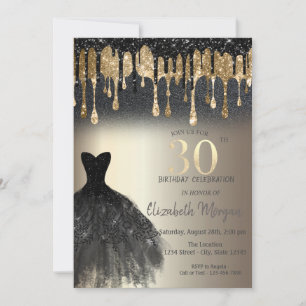 Invitation Parties scintillant noire Lecteurs Robe noire Or 3