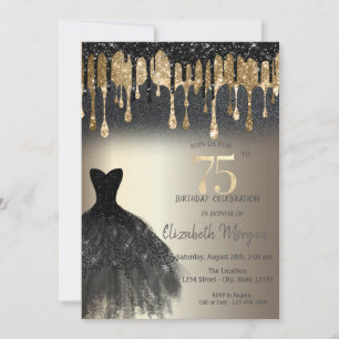Invitation Parties scintillant noire Lecteurs Robe noire Or 7