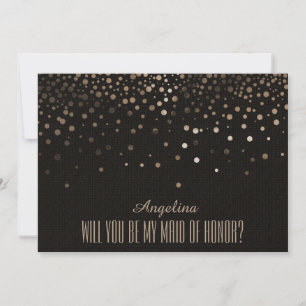 Invitation Parties scintillant noire Serez-vous ma MAIN D'HON
