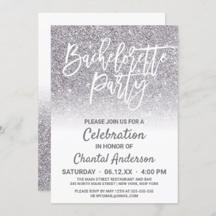 Invitation Parties scintillant Ombre Bachelorette en argent b