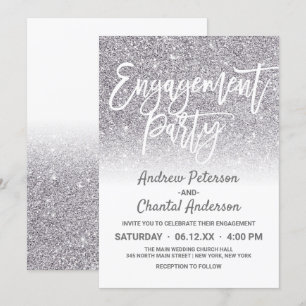 Invitation Parties scintillant ombre chic White Silver Faux F