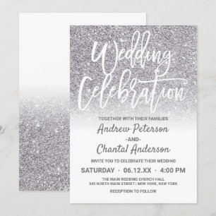 Invitation Parties scintillant ombre chic White Silver Faux M