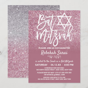 Invitation Parties scintillant Ombre de Cassis Pink Silver Fa