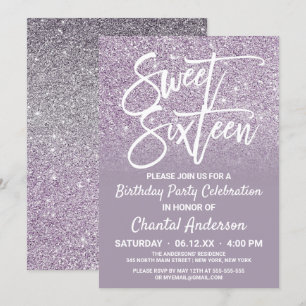 Invitation Parties scintillant Ombre de Dusty Purple Grey Fau