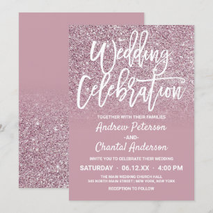Invitation Parties scintillant Ombre de Dusty Rose Gold Pink