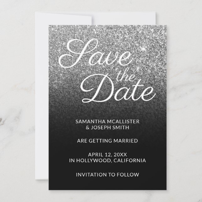 Invitation Parties scintillant Ombre noir et argent Enregistr (Devant)