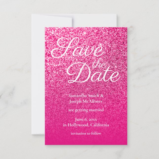 Invitation Parties scintillant Ombre rose chaud Enregistrer l (Devant)