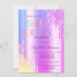 Invitation Parties scintillant Ombre Violet Drips Colorful Sw