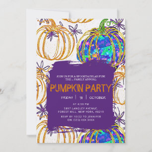 Invitation Parties scintillant Opal Citrouille Halloween