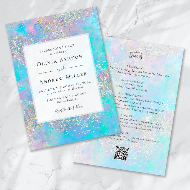 Invitation Parties scintillant Opal en Pierre turquoise tout  (Créateur téléchargé)