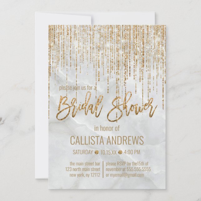 Invitation Parties scintillant or blanc chic Pearl Fête des m (Devant)