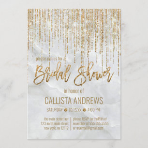 Invitation Parties scintillant or blanc chic Pearl Fête des m