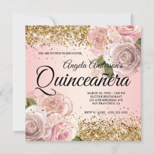 Invitation Parties scintillant or brillant rose rose pâle Qui