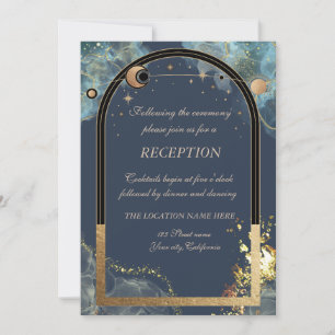 Invitation Parties scintillant or céleste Sun Moon Gold