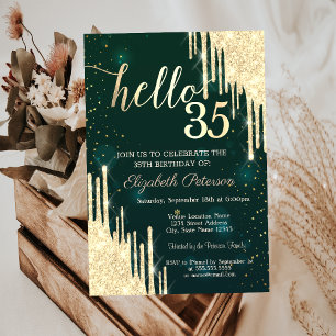 Invitation Parties scintillant Or Chic Baisse Étoiles Vert