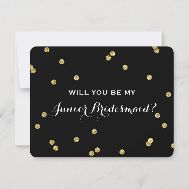 Invitation Parties scintillant or Confetti Noir | Jeune Bride (Devant)
