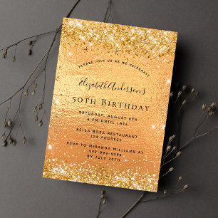 Invitation Parties scintillant or d'anniversaire glamour
